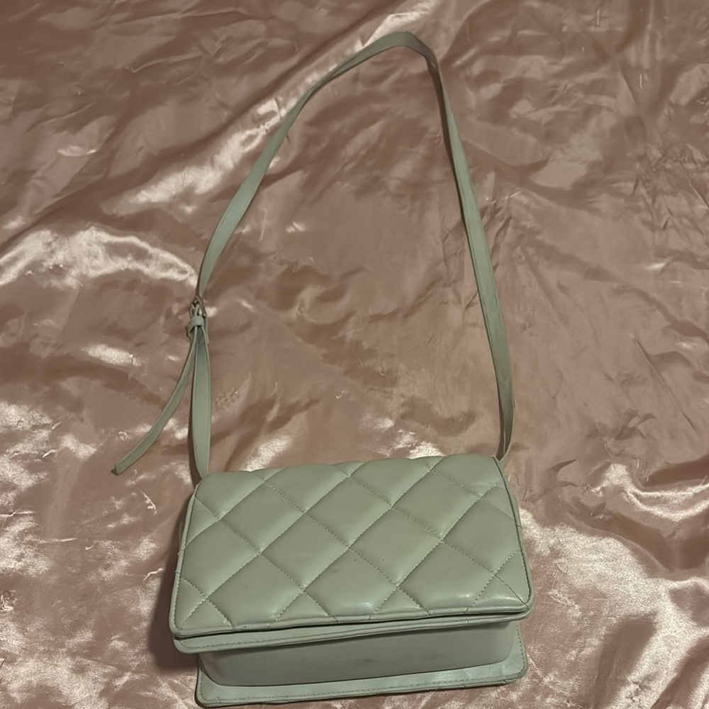 H&M Mint Green Quilted Crossbody Bag